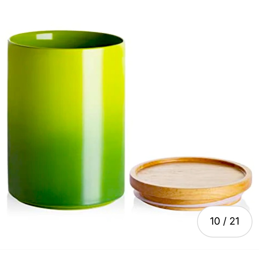 💚 SWEEJAR Kitchen Canister Food Storage Green Gradient Ceramic Jar w Wood Lid